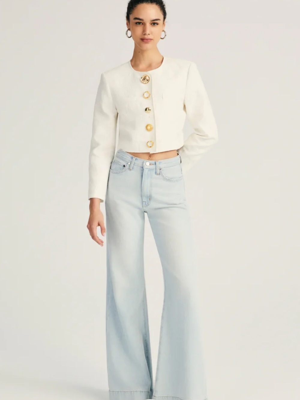 Derek Lam 10 Crosby Coralie  Wide Leg Light Blue Women's Jeans